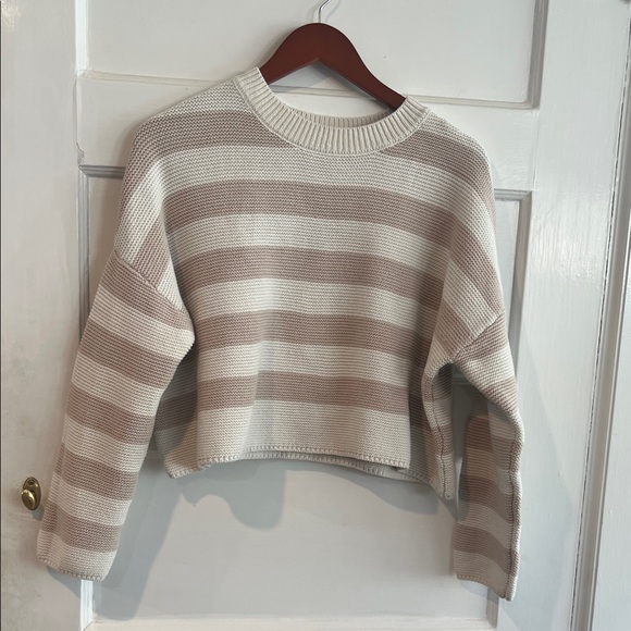moon & madison Sweaters - moon & madison Beige and White Striped Sweater